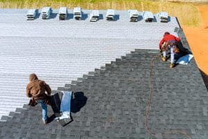 installing roof shingles